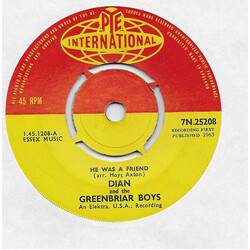 Dián James / The Greenbriar Boys He Was A Friend / Brown's Ferry Blues USED VINYL 7INCH 45 RPM