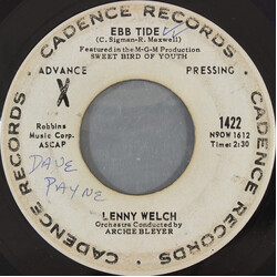 Lenny Welch Ebb Tide / Congratulations Baby USED VINYL 7INCH 45 RPM ADVANCE SINGLE PROMO