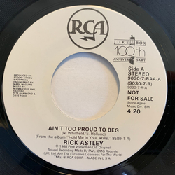 Rick Astley Ain't Too Proud To Beg Vinyl 7" USED