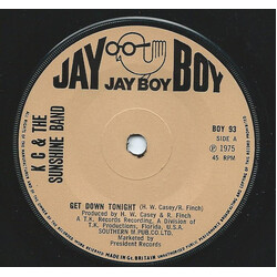 KC & The Sunshine Band Get Down Tonight USED VINYL 7INCH 45 RPM