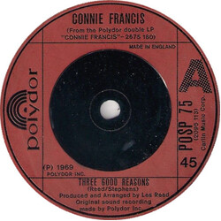 Connie Francis Three Good Reasons USED VINYL 7INCH 45 RPM SINGLE