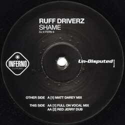 Ruff Driverz Shame USED VINYL 12INCH PROMO 33 S RPM