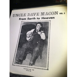 Uncle Dave Macon Vol. 3: From Earth To Heaven Vinyl LP USED