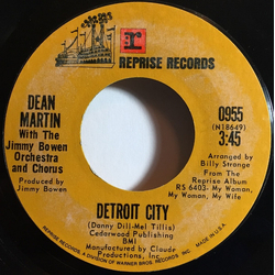Dean Martin / Jimmy Bowen Orchestra & Chorus Detroit City / Turn The World Around Vinyl 7" USED