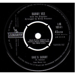 Bobby Vee / The Eligibles She's Sorry USED VINYL 7INCH 45 RPM SINGLE