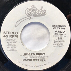 David Werner What's Right USED VINYL 7INCH 45 RPM SINGLE PROMO STYRENE STEREO