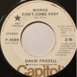 David Frizzell Words Don't Come Easy/it's Too Late To Keep From Losing You USED VINYL 7INCH 45 RPM SINGLE PROMO