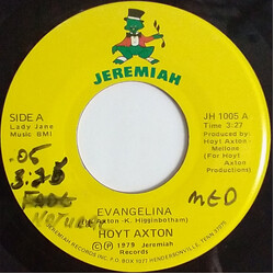 Hoyt Axton Evangelina / So Hard To Give It All Up USED VINYL 7INCH 45 RPM
