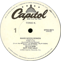 Tonio K. Mars Needs Women Vinyl 12" USED