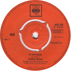 Johnny Mathis In Wisconsin / Sooner Or Later USED VINYL 7INCH 45 RPM SINGLE MONO