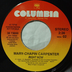 Mary Chapin Carpenter Right Now USED VINYL 7INCH 45 RPM SINGLE PROMO