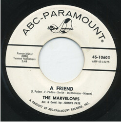 The Marvelows Hey Hey Baby / A Friend USED VINYL 7INCH 45 RPM PROMO