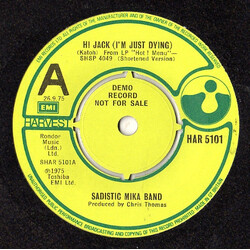 Sadistic Mika Band Hi Jack (I'm Just Dying) USED VINYL 7INCH SINGLE PROMO