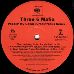 Three 6 Mafia Poppin' My Collar (Cracktracks Remix) USED VINYL 12INCH PROMO