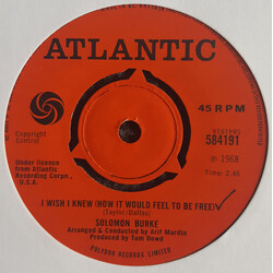 Solomon Burke I Wish I Knew (How It Would Feel To Be Free) / It's Just A Matter Of Time USED VINYL 7INCH 45 RPM SINGLE