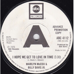 Marilyn McCoo & Billy Davis Jr. I Hope We Get To Love In Time / There's Got To Be A Happy Ending USED VINYL 7INCH 45 RPM SINGLE PROMO