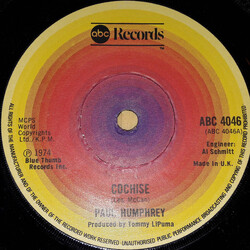 Paul Humphrey Cochise USED VINYL 7INCH 45 RPM SINGLE