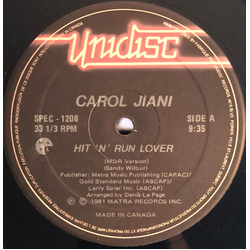 Carol Jiani Hit 'N' Run Lover (MDR Version) / Mercy (Remix) Vinyl 12" USED