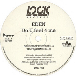 Eden Do U Feel 4 Me USED VINYL 12INCH 33 S RPM PROMO