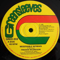 Freddie McGregor Miserable Woman USED VINYL 12INCH 45 RPM