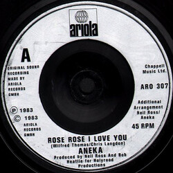 Aneka Rose Rose I Love You USED VINYL 7INCH 45 RPM SINGLE