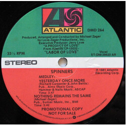 Spinners Medley: Yesterday Once More / Nothing Remains The Same VINYL 12" USED