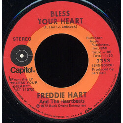 Freddie Hart And The Heartbeats Bless Your Heart Vinyl 7" USED