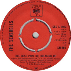 The Seashells (The Best Part Of) Breaking Up USED VINYL 7INCH 45 RPM SINGLE