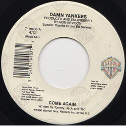 Damn Yankees Come Again (Radio Mix) USED VINYL 7INCH 45 RPM SINGLE