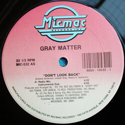 Gray Matter (3) Don't Look Back USED VINYL 12INCH 33 S RPM