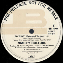 Smiley Culture Schooltime Chronicle USED VINYL 12INCH PROMO
