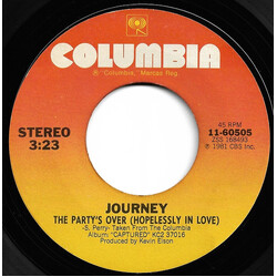 Journey The Party's Over (Hopelessly In Love) VINYL 7" USED