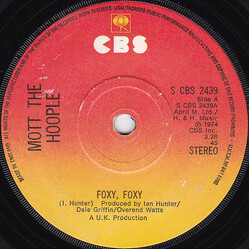 Mott The Hoople Foxy, Foxy USED VINYL 7INCH 45 RPM SINGLE