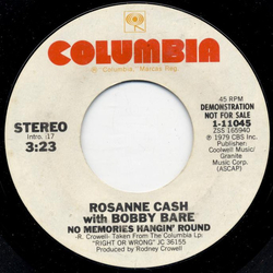 Rosanne Cash / Bobby Bare No Memories Hangin' Round Vinyl 7" USED