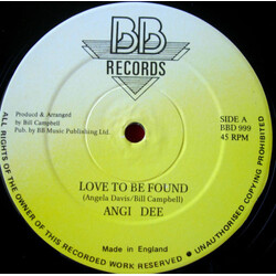 Angi Dee Love To Be Found USED VINYL 12INCH 45 RPM SINGLE