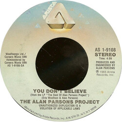 The Alan Parsons Project You Don't Believe / Lucifer Vinyl 7" USED