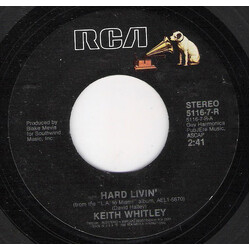 Keith Whitley Hard Livin' USED VINYL 7INCH 45 RPM SINGLE STYRENE STEREO