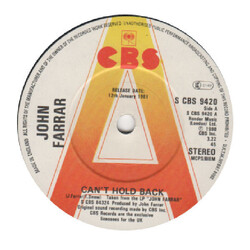 John Farrar Can't Hold Back USED VINYL 7INCH 45 RPM SINGLE PROMO