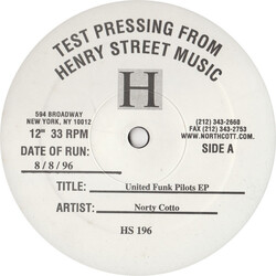Norty Cotto United Funk Pilots EP USED VINYL 12INCH EP 33 S RPM TEST PRESSING