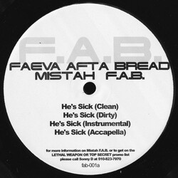 Mistah F.A.B. He's Sick USED VINYL 12INCH PROMO