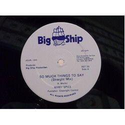 Mikey Spice So Much Things To Say Vinyl 12" USED