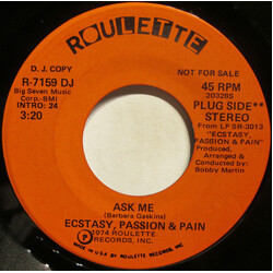 Ecstasy, Passion & Pain Ask Me USED VINYL 7INCH 45 RPM PROMO STEREO MONO