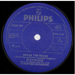 Status Quo Break The Rules USED VINYL 7INCH 45 RPM