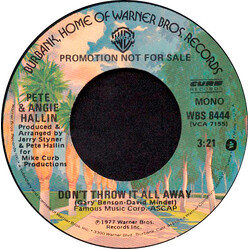 Per-Erik Hallin / Angie Hallin Don't Throw It All Away USED VINYL 7INCH 45 RPM PROMO STEREO MONO