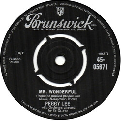 Peggy Lee Mr Wonderful USED VINYL 7INCH 45 RPM SINGLE