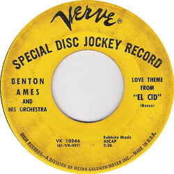 Benton Ames And His Orchestra Love Theme From "El Cid" USED VINYL 7INCH 45 RPM