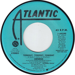 Genesis Tonight, Tonight, Tonight USED VINYL 7INCH 45 RPM SINGLE PROMO