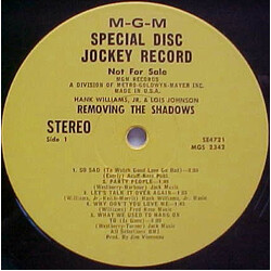 Hank Williams Jr. / Lois Johnson (2) Removing The Shadow Vinyl LP USED