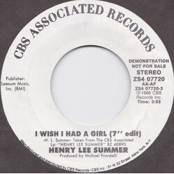 Henry Lee Summer I Wish I Had A Girl USED VINYL 7INCH 45 RPM SINGLE PROMO