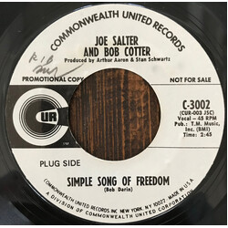 Joe Salter / Bob Cotter (3) Simple Song Of Freedom / Last Man On Earth USED VINYL 7INCH 45 RPM PROMO
